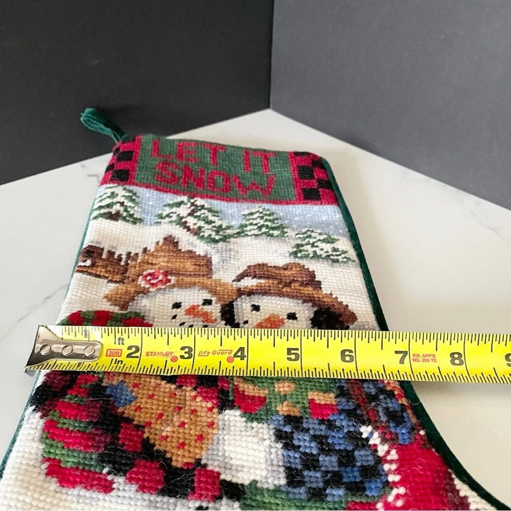 Let it Snow Snowman Holiday Needlepoint Stocking